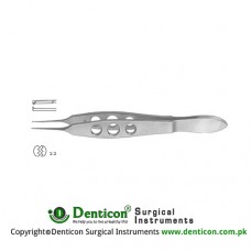 Bonn Corneal Forcep Very Delicate 1 x 2 Teeth with Tying Platform Stainless Steel, 10 cm - 4" Tip Size 0.12 mm 